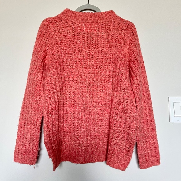 Anthropologie Field Flower Waffle Knit Wool-blend Sweater in Coral Size Medium - Picture 4 of 10